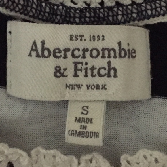 ABERCROMBIE AND FITCH navy and white striped top - Picture 7 of 8
